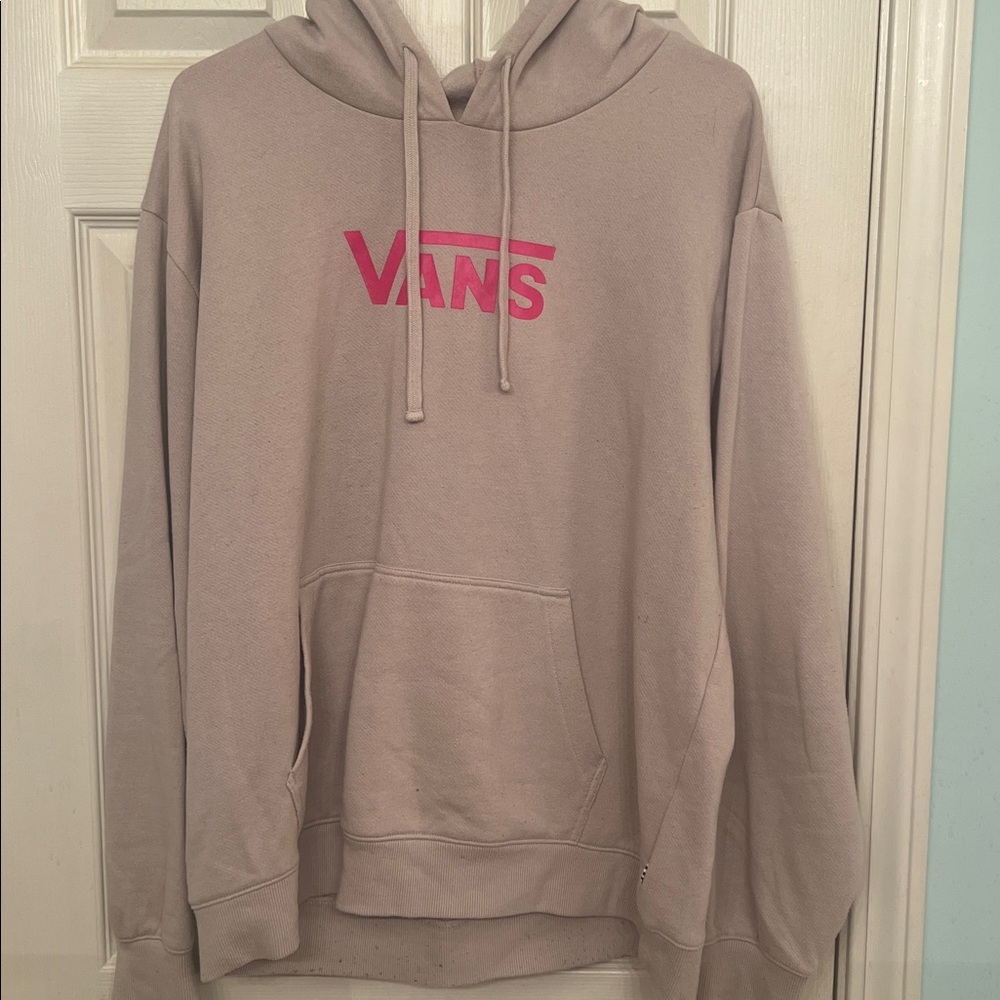 Vans cream/grey Hoodie with pink Logo